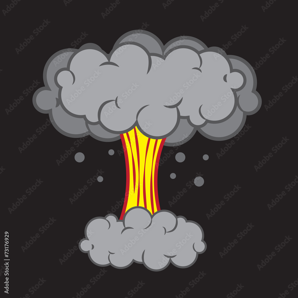 Cartoon explosion with mushroom cloud Stock Vector | Adobe Stock