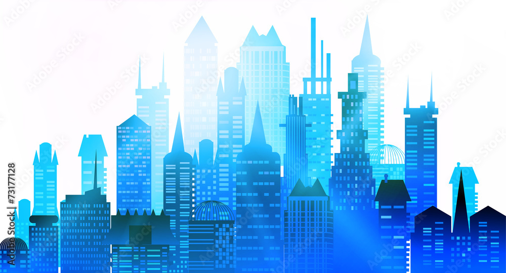 Fototapeta premium Capital illustration with lots residential and office buildings