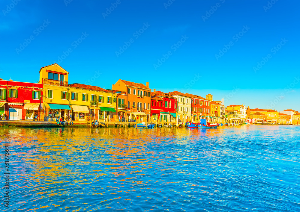 view of the Main Canal at Murano island near Venice Italy