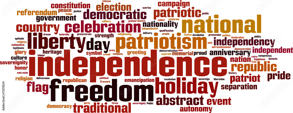 Independence word cloud concept. Vector illustration