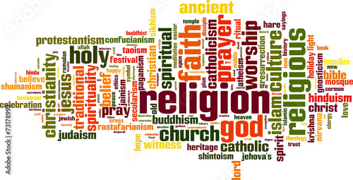 Religion word cloud concept. Vector illustration