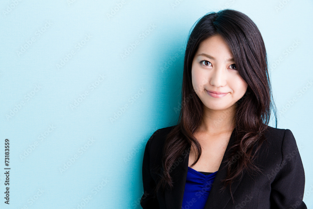 asian businesswoman on blue background asian businesswoman on blue background