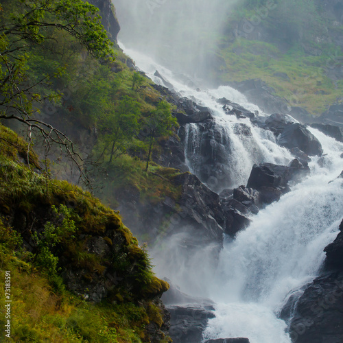 Beautiful vibrant panorama picture with a view on icelandic wate