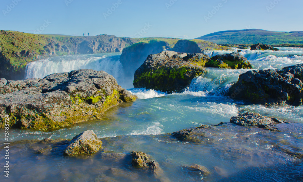 Beautiful vibrant panorama picture with a view on icelandic wate Beautiful vibrant panorama picture with a view on icelandic wate