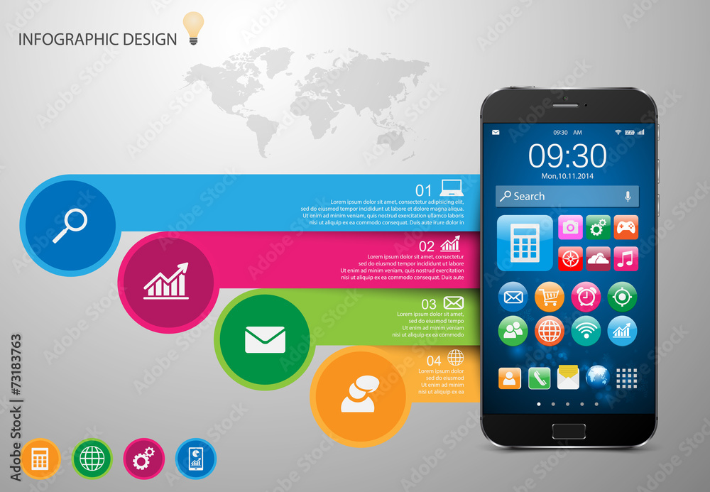 Infographic with a touch screen smartphone