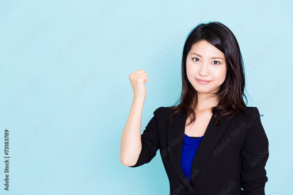 asian businesswoman on blue background asian businesswoman on blue background