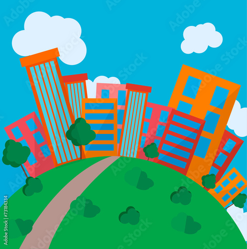 Flat Style Urban Landscape in day