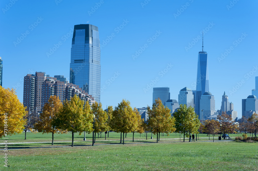 Obraz premium New York City skyline from the Liberty State Park