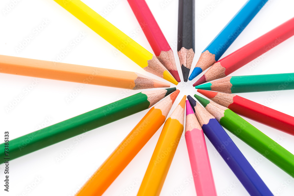 Colorful pencil isolated on white background