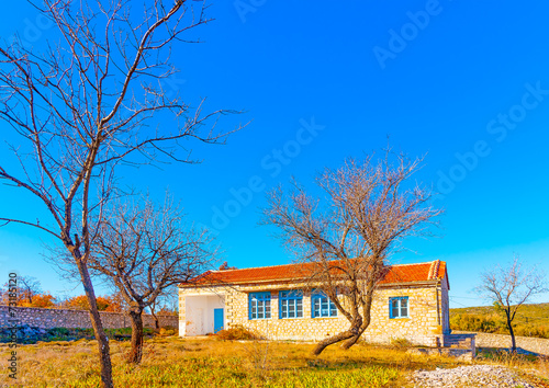 the old school of Amygdalia village at Peloponnese in Greece