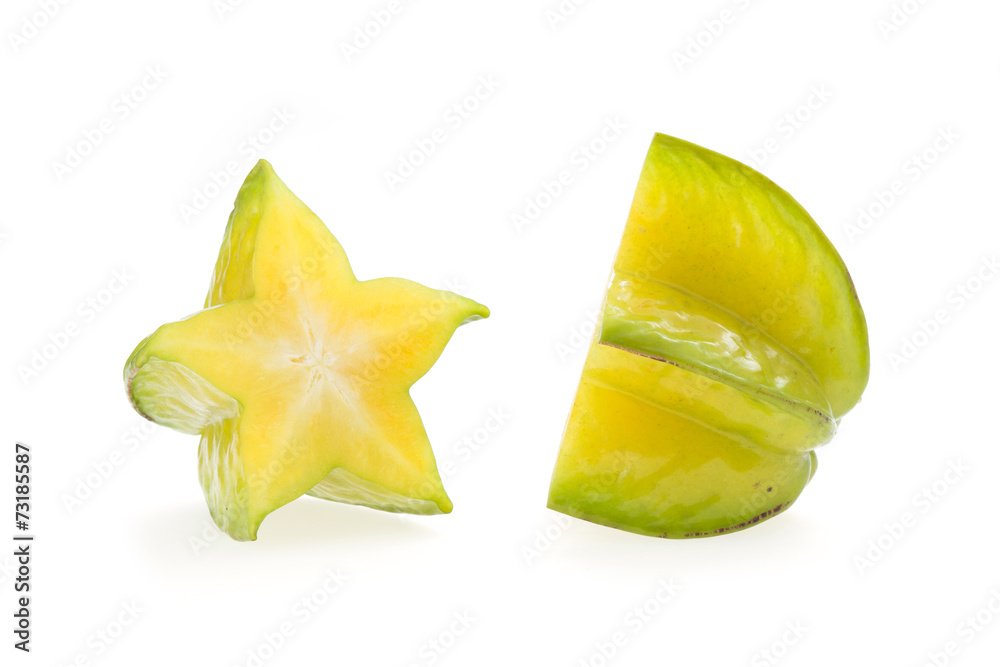 carambola, star fruit isolated on white background carambola, star fruit isolated on white background