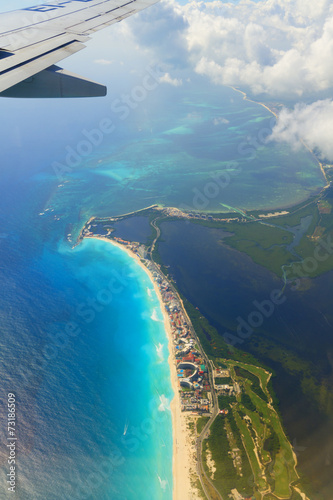 Aerilal view of the Caribbean sea.