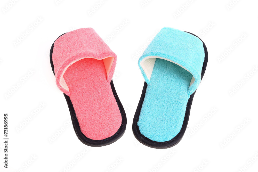 red and blue slippers footwear isolated on white background red and blue slippers footwear isolated on white background