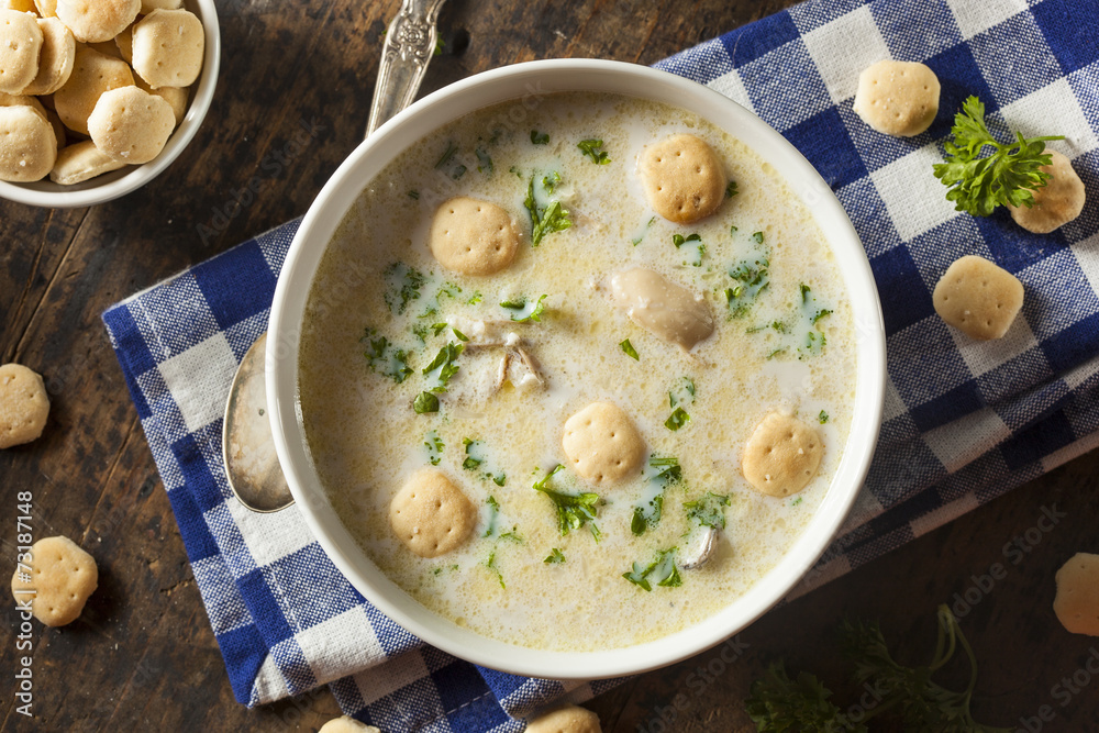 Homemade Oyster Stew with Parsley