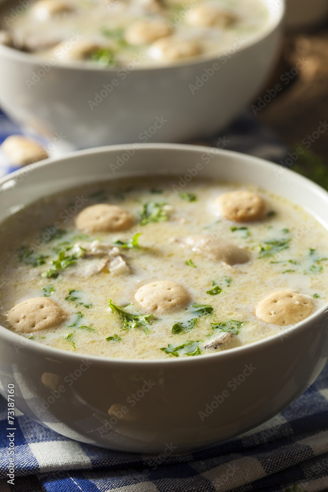 Homemade Oyster Stew with Parsley