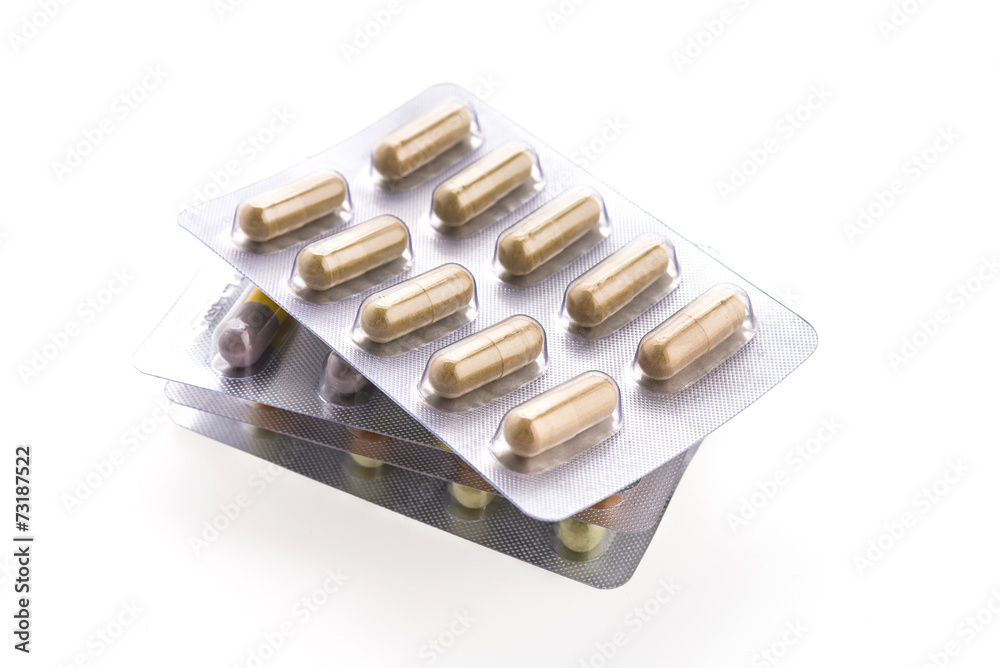Capsule pill isolated on white background