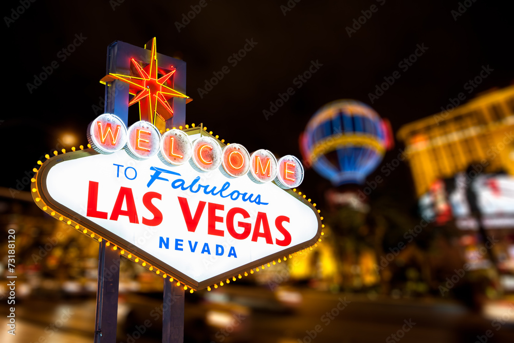 Las vegas sign and strip street background