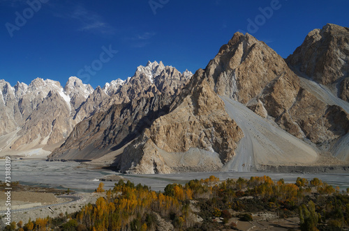 Beautiful Karakorum mountains with blue sky, Pakistan