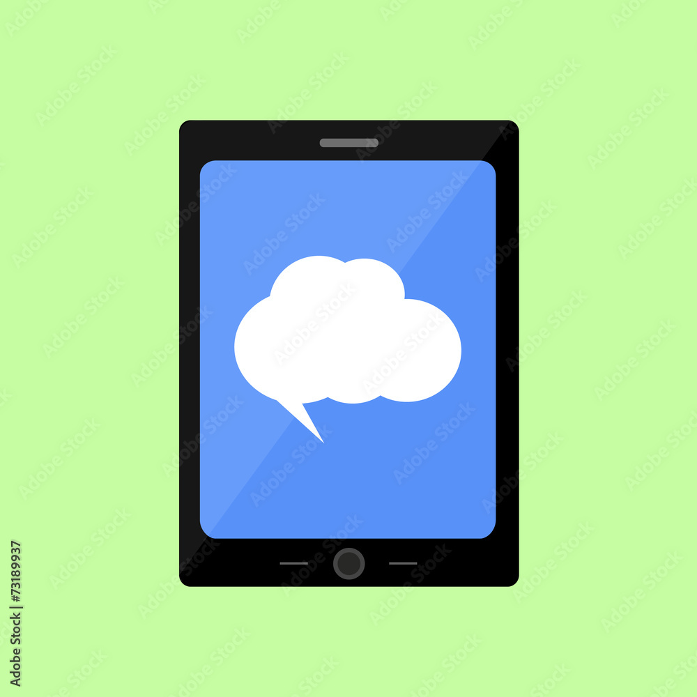 Flat style touch pad with speech bubble Flat style touch pad with speech bubble