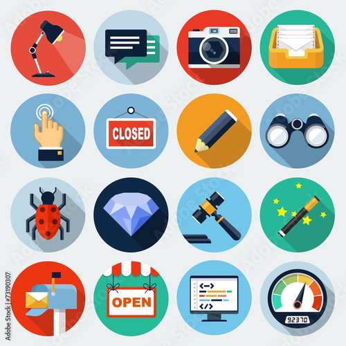 Flat Icons with long shadow, set 8