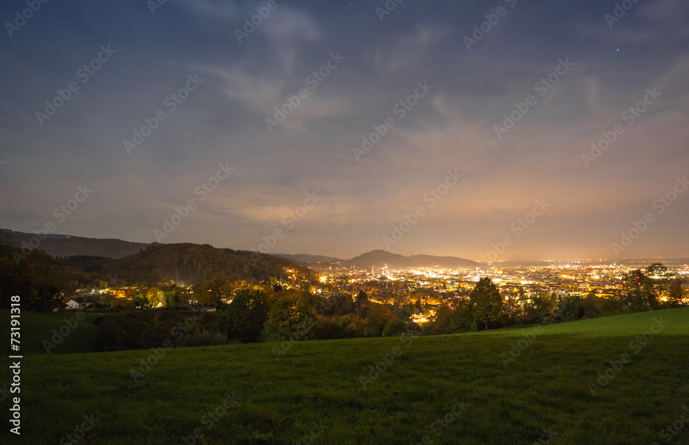 city of Freiburg at night