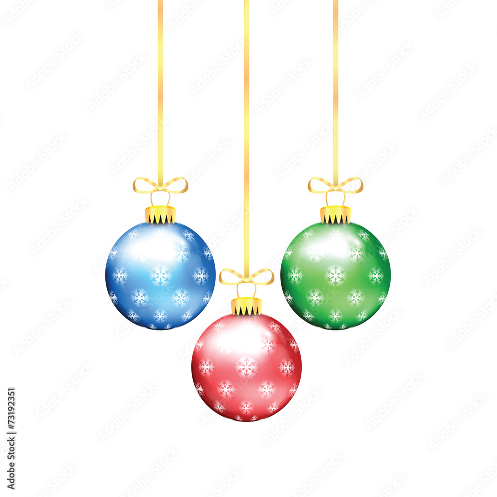 Christmas and New Year tree decorations isolated on a white back