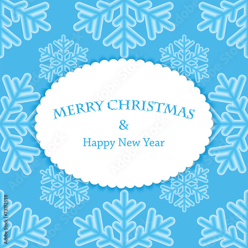 New Year and Christmas snow background with frame for your text