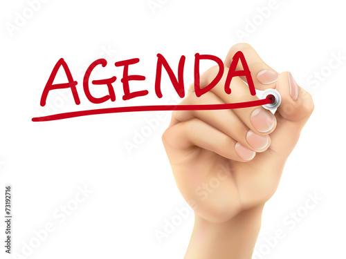 agenda word written by hand
