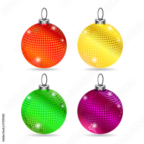 Set of colorful baubles on white background with shadows