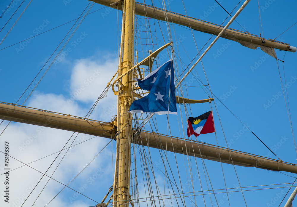 Fototapeta premium Clipper Mast with Antigua Flag