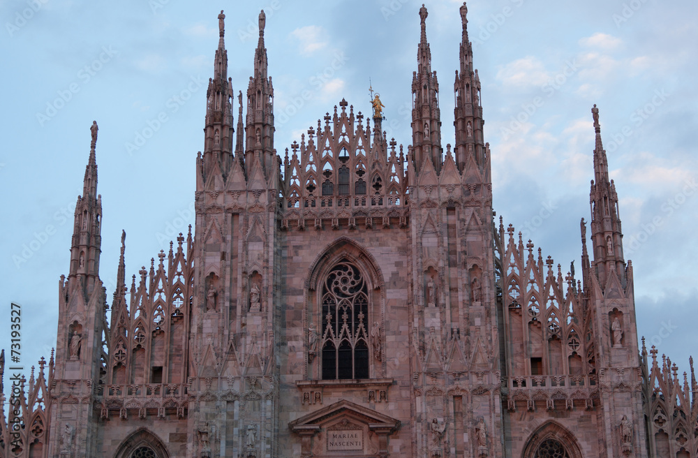 Cathedral in Milan (Duomo di Milano) on a sunset