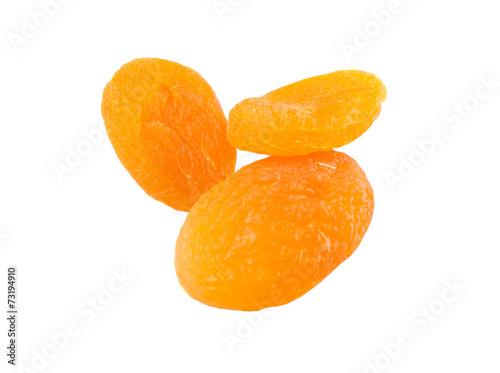 Dried apricot fruit over white background 