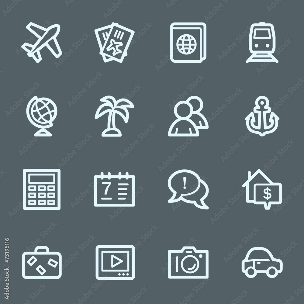 Travel web icons set