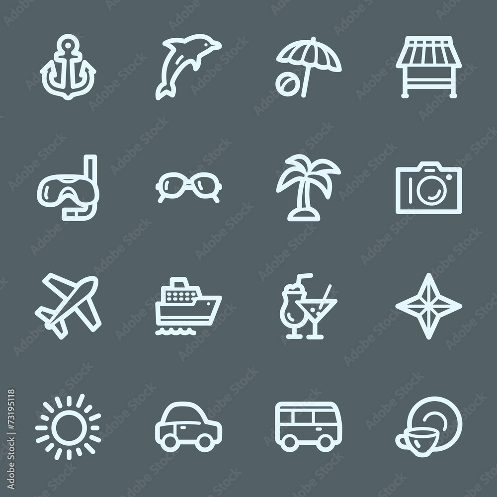 Naklejka premium Vacation web icons set