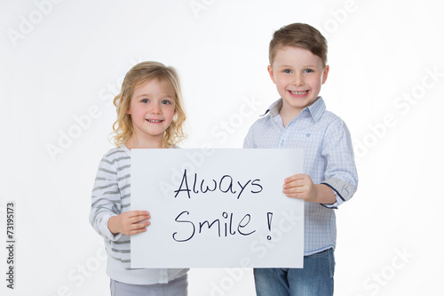 happy children on white background