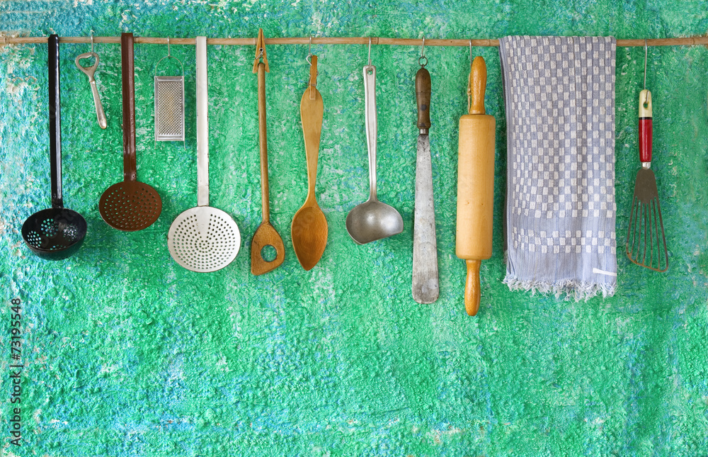 vintage kitchen utensils, cooking concept,free copy space