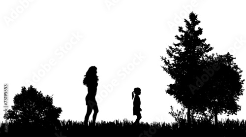 Vector silhouettes of family.