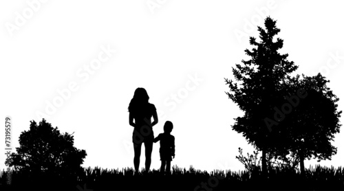 Vector silhouettes of family.