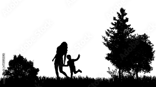 Vector silhouettes of family.