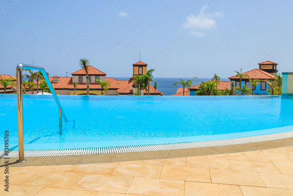 Swimming pool of luxury hotel on coast of Madeira island