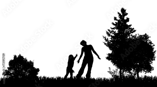 Vector silhouettes of family.