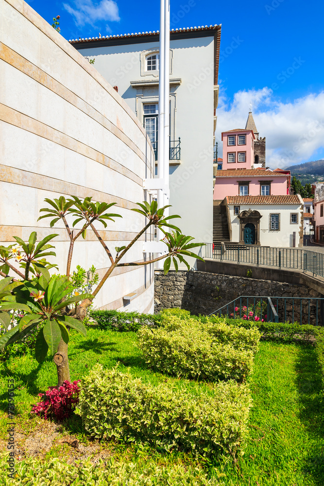 Square in Funchal historic old town, Madeira island, Portugal