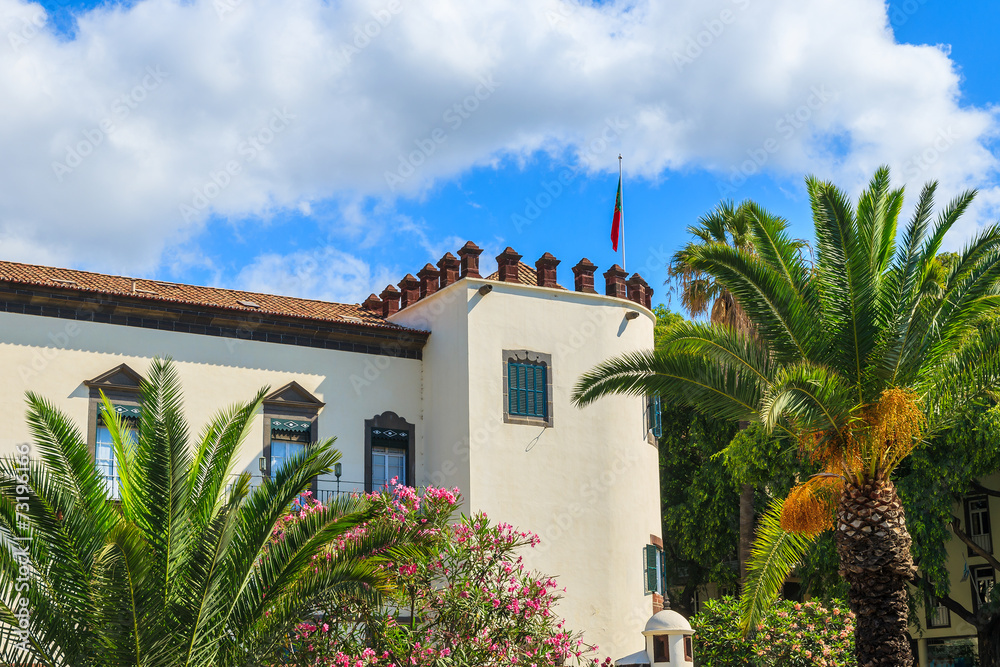 Fototapeta premium Beautiful palace in Funchal old town on Madeira island, Portugal