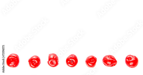 Preserved cherry fruit over white background