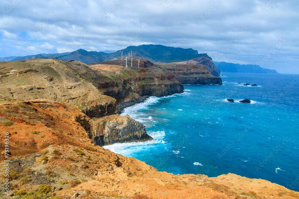Rocks cliffs and ocean view at Cape Sao Lourenco, Madeira island