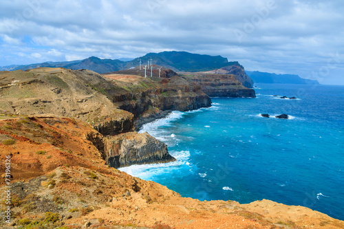 Rocks cliffs and ocean view at Cape Sao Lourenco, Madeira island