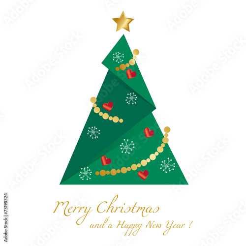 Origami Tannenbaum dekoriert