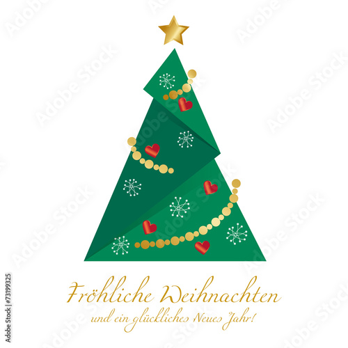 Origami Tannenbaum dekoriert