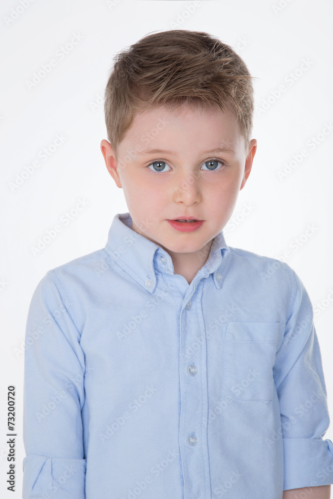 closeup of boy on white background closeup of boy on white background