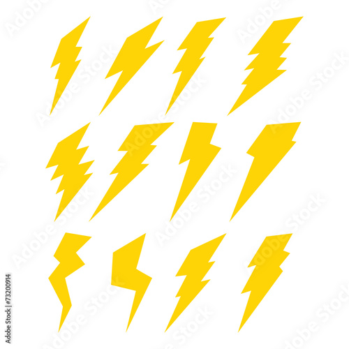 Lightning set isolated on white background